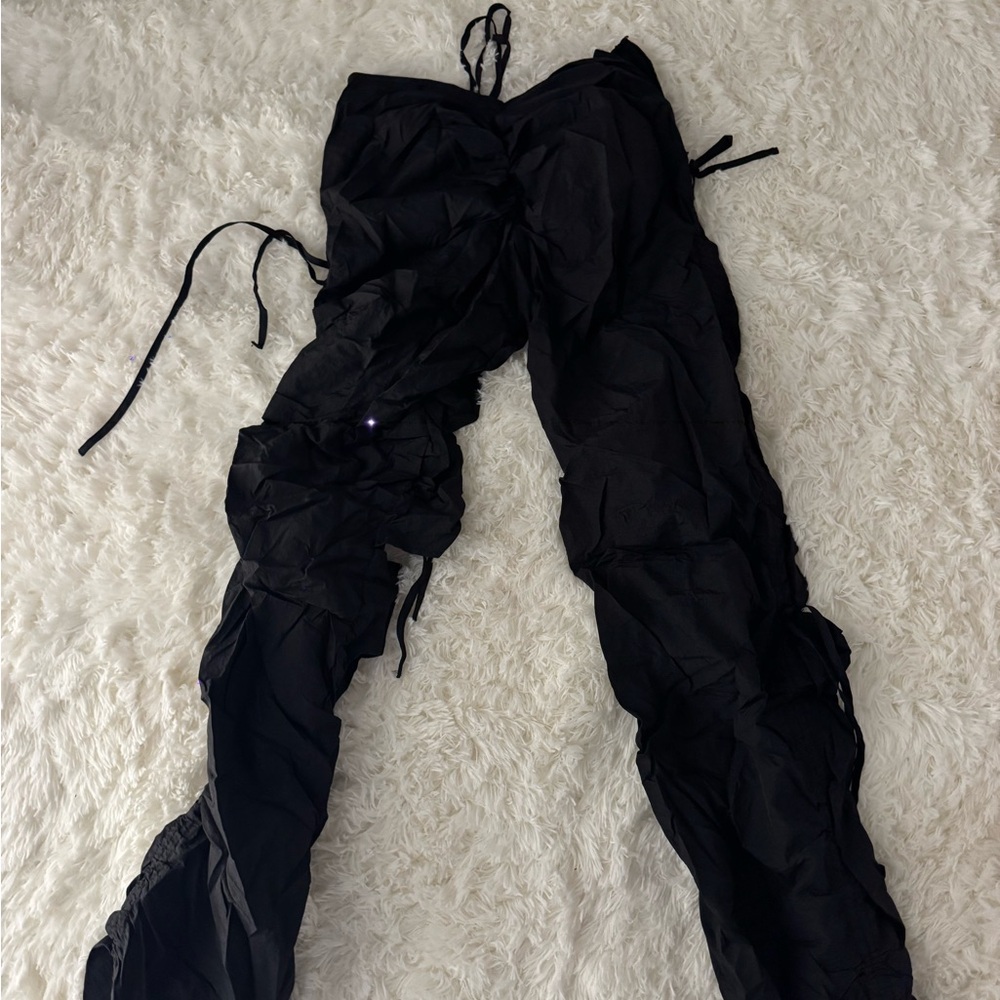 Black Ruched Pants - Picture 3 of 3